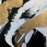 #0118 - Black & White Abstract with Gold Leaf